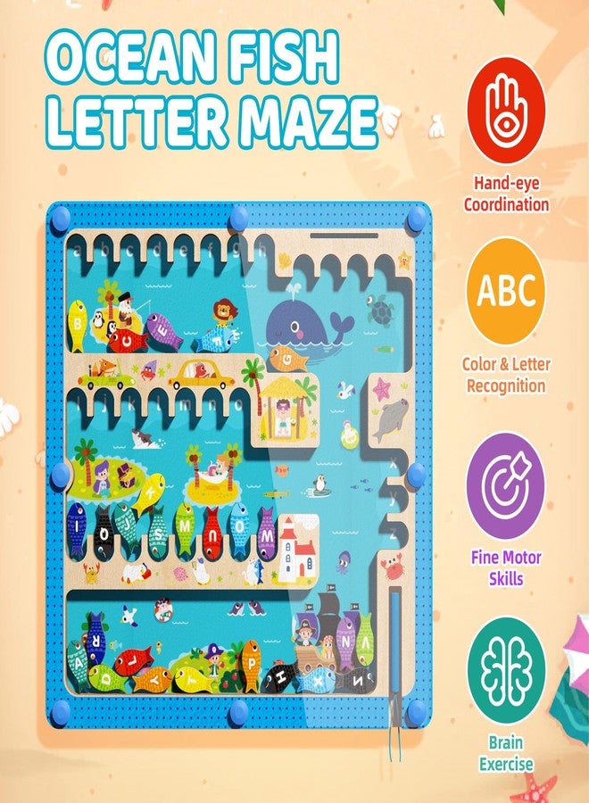 edutree Magnetic Alphabet Maze Letter Puzzle Board, Montessori Toys Alphabet Puzzle for 2 3 4 5 Years Old, Fine Motor Skills Toys Magnet Fishing Game for Kids 3-5, Birthday Gift for Girls Boys - Image 5